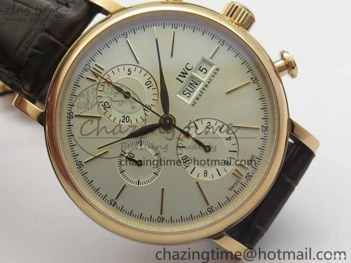 MIROTIME 0411 Efficient Portofino Chrono RG ZF 1:1 Best Edition White Dial on Brown Leather Strap A 7151